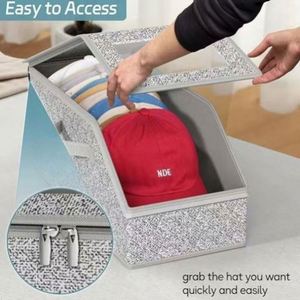 Hua Cheng Foldable <b>Hat</b> Storage Box Oxford Cloth With Window Label For Bedroom Bathroom Home Office Living Room - Product Image 5
