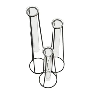 Customized Handmade Modern Metal Glass Tube Flower <b>Vase</b> Elegant for Table Top Decor Usage Metal Glass Tube Flower <b>Vase</b> Low Moq - Product Image 6