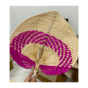 Artisanat traditionnel vietnamien couleur naturelle bambou raphia ventilateur été main feuille de palmier paille canne rotin tissé ventilateurs - Product Image 6