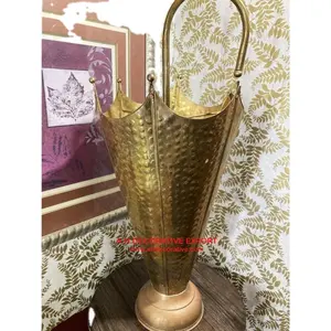 Hammered Design Brass Antique Umbrella Stand for Home Decoration Metal Designer Unique Umbrella Stand for Sale