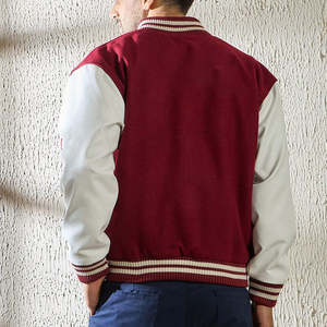Chaqueta Varsity para Hombre, Diseño Nuevo, 100% Lana, Talla Grande, Mangas de Cuero Blanco, Cuello Acanalado, Cierre de Botones, para Uso Casual en Invierno - Product Image 6