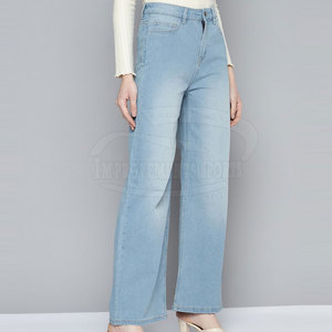 Comfortable Adult <b>Women's</b> Mid Waist Casual Spring <b>Jeans</b> Pant Breathable Lightweight 100% Cotton Eco-Friendly - Product Image 2