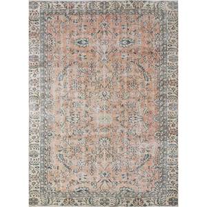 Alfombra de Lana Anudada a Mano de Gran Tamaño, Estilo Vintage, Pae-3334, Patrón Floral Rojo Naranja, para Sala de Estar, Pasillo, Rectangular, para Adolescentes - Product Image 1