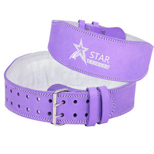 <b>Powerlifting</b> Bodybuilding Weightlifting Gym Genuine Cowhide Leather <b>Belt</b> with Double Prong Custom Logo Black Buckle for Support - Product Image 6