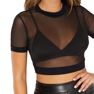 Stylish <b>Women's</b> Crop Tops Smart Casual Short Body Sheer Mesh With Long Sleeves Print <b>Pattern</b> Top High Quality Supplier casual - Product Image 2