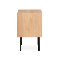 Table de chevet moderne en teck massif, écologique et durable, avec pieds en fer, table de rangement de haute qualité pour chambre à coucher, appartement, hôtel, salon