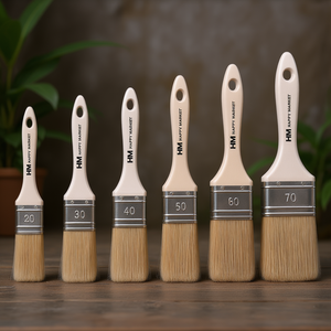 Juego Profesional de 6 Pinceles Planos para Pintar, 20, 30, 40, 50, 60, 70 mm, Cerdas Naturales para Pinturas, Esmaltes, Paredes, Madera, Hierro - Product Image 3