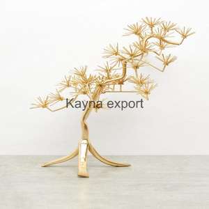 Sculpture en métal en aluminium de style art moderne plaqué or avec base en marbre blanc - Product Image 4