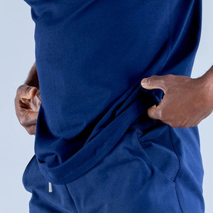 Camiseta OEM de alta calidad personalizada de verano azul medianoche, mezcla de algodón, ligera, de secado rápido, para entrenamiento de gimnasia y ropa deportiva, camiseta para hombres - Product Image 5