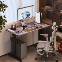 Bureau de jeu électrique en bois rustique OEM, réglable en hauteur par moteur, pour PC, idéal pour les gamers et les postes de travail à domicile