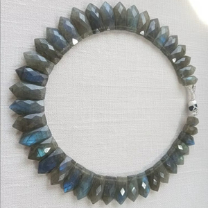 Collar de Cuentas Sueltas de Labradorita Oscura Natural, Facetadas, en Forma de Pera, para Regalo, Fiesta, Joyería con Hilo, Colgante de Labradorita - Product Image 3