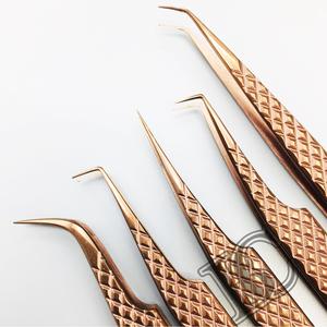 แหนบต่อขนตาทำจากสเตนเลสสตีลสีทองที่ยั่งยืนพร้อมกระเป๋า PVC ฟรี - Product Image 4