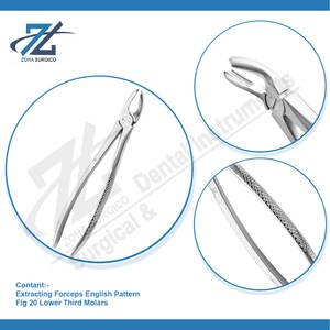 Fórceps de extracción Fig 20 terceros molares inferiores Fórceps de extracción Premium Patrón inglés Juego dental Instrumentos quirúrgicos Pakistán - Product Image 4
