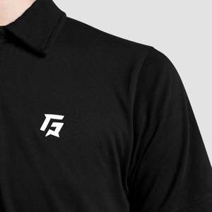 Polo de golf pour jeunes GA en tissu Oxford long noir respirant, écologique, brodé en soie, technique, taille 6XL, coupe ample - Product Image 6