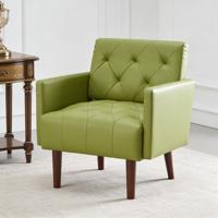 Fauteuil d'appoint capitonné surdimensionné en tissu PU avec dossier large et coussin épais, idéal pour la lecture dans le salon, la chambre ou le bureau