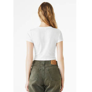 2025 été Vintage haut court t-shirts pour femmes Logo personnalisé couleur Sexy basique à manches courtes col rond bouton solide Sport - Product Image 2