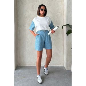 <b>Sequined</b> Denim <b>Shorts</b> - PINK - Product Image 1
