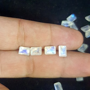 Piedra lunar de arcoíris Natural de 5x7mm, Esmeralda facetada, forma octagonal, piedras preciosas semipreciosas para fabricación de joyas al por mayor - Product Image 3