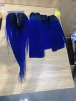 Os bleu cheveux raides vierge cuticule cheveux alignés échantillon gratuit paquets de cheveux vierges avec fermeture prix de gros