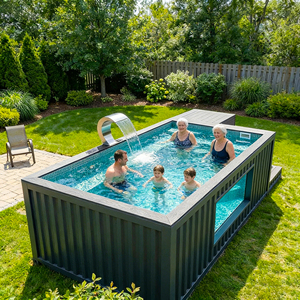 สระว่ายน้ำอเนกประสงค์ไฟเบอร์กลาส 15 ฟุต 10 เมตร สำหรับครอบครัว ใช้งานกลางแจ้ง ทนทานต่อการกัดกร่อน ป้องกันรังสียูวี/ลม  ออกแบบตามขนาดที่ต้องการ - Product Image 5