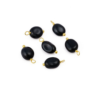 Onyx noir larme goutte pendentif breloques lisse dégringolé en laiton pierres précieuses plaqué or pierre de naissance chrétienne pendentifs de mode à la mode - Product Image 1