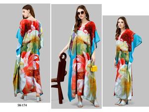 Présente de nouveaux beaux designs kaftan soie de plumes et impression numérique pour les femmes - Product Image 3