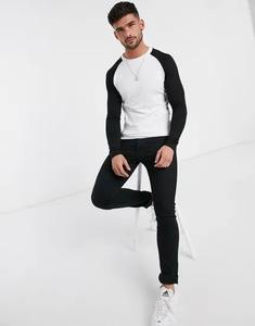 Custom High Quality Men's <b>Raglan</b> Crew Neck Long Sleeve <b>T</b>-<b>Shirt</b> 100% Cotton Blank Patchwork Long Sleeve <b>T</b>-<b>Shirt</b> for Men - Product Image 3