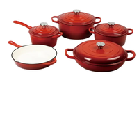 Ensemble de 7 casseroles de couleur rouge ensemble de casseroles et poêles en fonte émaillée durable pour la cuisine de forme ronde à des prix raisonnables 2025