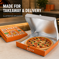 Boîte à pizza doublée de papier aluminium pour la livraison à emporter, emballage alimentaire pour restaurant avec maintien de la chaleur et impression de logo personnalisé