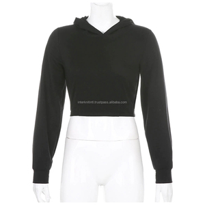 Women Regular Hoodie Sweatshirt Sexy Hollow Design <b>Back</b> Strap Hooded Short Sweatshirt Fashion Top Fleece Breathable Eco-Friendly - Product Image 1