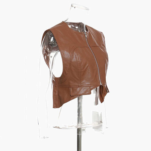 Chaleco de Cuero Vacuno de Alta Calidad al por Mayor de Fábrica, Lona Ecológica, Impermeable, Transpirable, Cortavientos, Nuevo Estilo para Mujer - Product Image 3