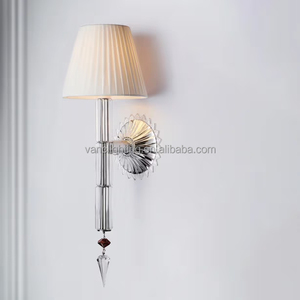 Appliques murales Baccarat en cristal transparent et acier inoxydable avec abat-jour en tissu pour la décoration des couloirs et des allées, lampes murales pour la maison - Product Image 3