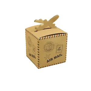 Air Mail Plane Kraft Candy Box Ravel Theme Airplane Kraft Wedding Favour Gift Box For Wedding Guests