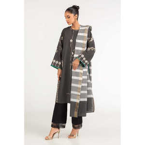 เสื้อเชิ้ตผ้าฝ้ายพิมพ์ลายสกรีนสีดำสไตล์เรียบร้อยพร้อมผ้าคลุมไหล่ - Product Image 4