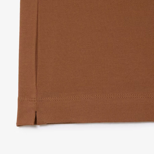 Logo brodé personnalisé coupe normale 100% polo en piqué de coton stretch marron clair avec patte de boutonnage dissimulée et côtes - Product Image 5