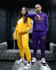 Ensemble sweat-shirt à capuche et jogging streetwear unisexe avec logo brodé DTF en coton molletonné de haute qualité écologique - Product Image 2