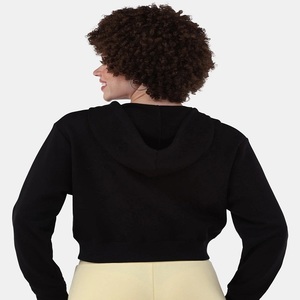 Premium Quality Women's Casual Cropped <b>Fleece</b> Zip <b>Hoodie</b> Breathable Windproof Custom Made for Perfect Fit ODM Supply for Winter - Product Image 3