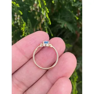 14k Gold for Swiss Blue Topaz <b>Ring</b> Handmade Men's Fine Jewelry Rhodium Plated Gemstone for Engagement - Product Image 5