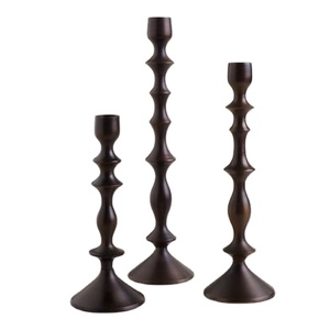 <b>Table</b> Top Set of 3 Stylish Candle Holder Luxury Wedding Decor Metal Aluminium <b>Matte</b> Black High Quality Candle Stand - Product Image 1