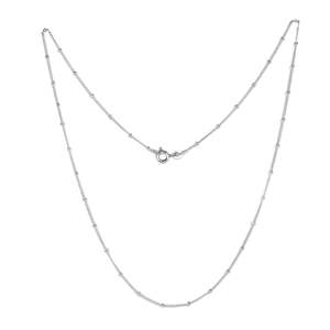 Collar de Cadena con Cuentas de Plata de Ley de 20 Pulgadas, Moderno, con Bola de Diamantes, para Mujeres y Niñas, para Bodas o Regalos - Product Image 1