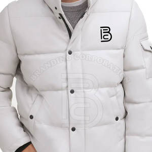 Veste à bulles en duvet à col montant personnalisée de haute qualité pour hommes pour l'hiver quantité minimale de commande bas de poche décorative pour l'extérieur - Product Image 3