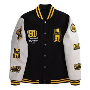 Chaqueta Universitaria Clásica de Lana con Mangas de Cuero, Tejido de Alta Calidad, Se Aceptan Pedidos al por Mayor - Product Image 5