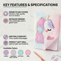 Carnet Licorne en Peluche Créatif, Journal Moelleux pour Filles, Journal Intime pour Enfants, Papeterie Macaron pour l'École et le Bureau, Reliure Piquée à Cheval, Noël