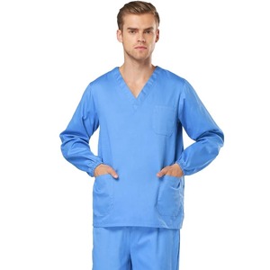 เครื่องแบบการพยาบาลสำหรับผู้ชายและผู้หญิงเสื้อคอวีแขนสั้นเสื้อขัดผิวด้วยกระเป๋าหลวมเสื้อใส่ทำงาน unisex เสื้อเครื่องแบบ - Product Image 6