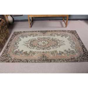Tapis vintage 3,8x6,4 pieds, tapis turc, tapis uni marron rose - Product Image 2