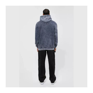 Sudadera con capucha acolchada de invierno personalizable para hombre, jersey de patrón sólido, estilo lavado con ácido, estampado Digital, cuello con capucha hecho en fábrica - Product Image 4