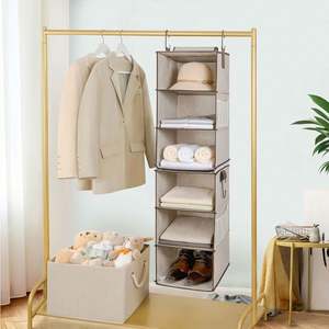 Dos Organizadores de Armario Colgantes Separables de 3 Niveles, Bolsa de Almacenamiento de Tela Plegable, Armario para Ropa, Cocina, Metal, Plástico, Hogar - Product Image 6