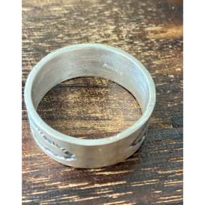 Handmade Ethnic <b>Statement</b> <b>Ring</b> Navajo-Made Sterling <b>Silver</b> Band Geometric Pattern Featuring Natural Size 14.25 for Everyday Wear - Product Image 5