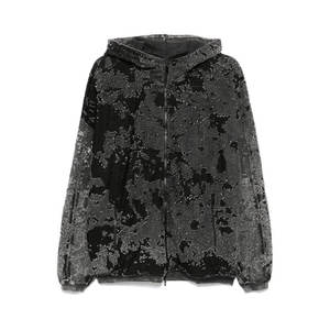 Sudadera con Capucha para Hombre con Bordado 3D en Relieve y Aspecto Vintage Desgastado, Sudadera con Capucha Desgastada para Hombre con Bordado Plano - Product Image 1