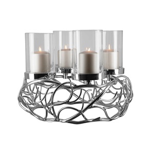 Fabricante de confianza de portavelas de metal de color plateado con 4 pozos de metal para decoración navideña para con los tamaños 40x40x15 cm - Product Image 6